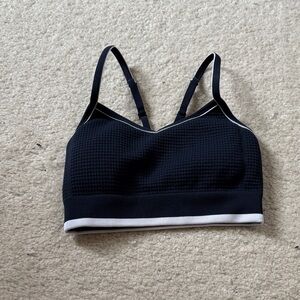 All in Motion Navy Sports Bra with White Trim